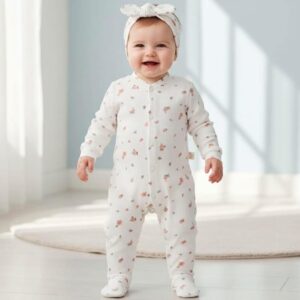 Baby girl all in one with matching headband